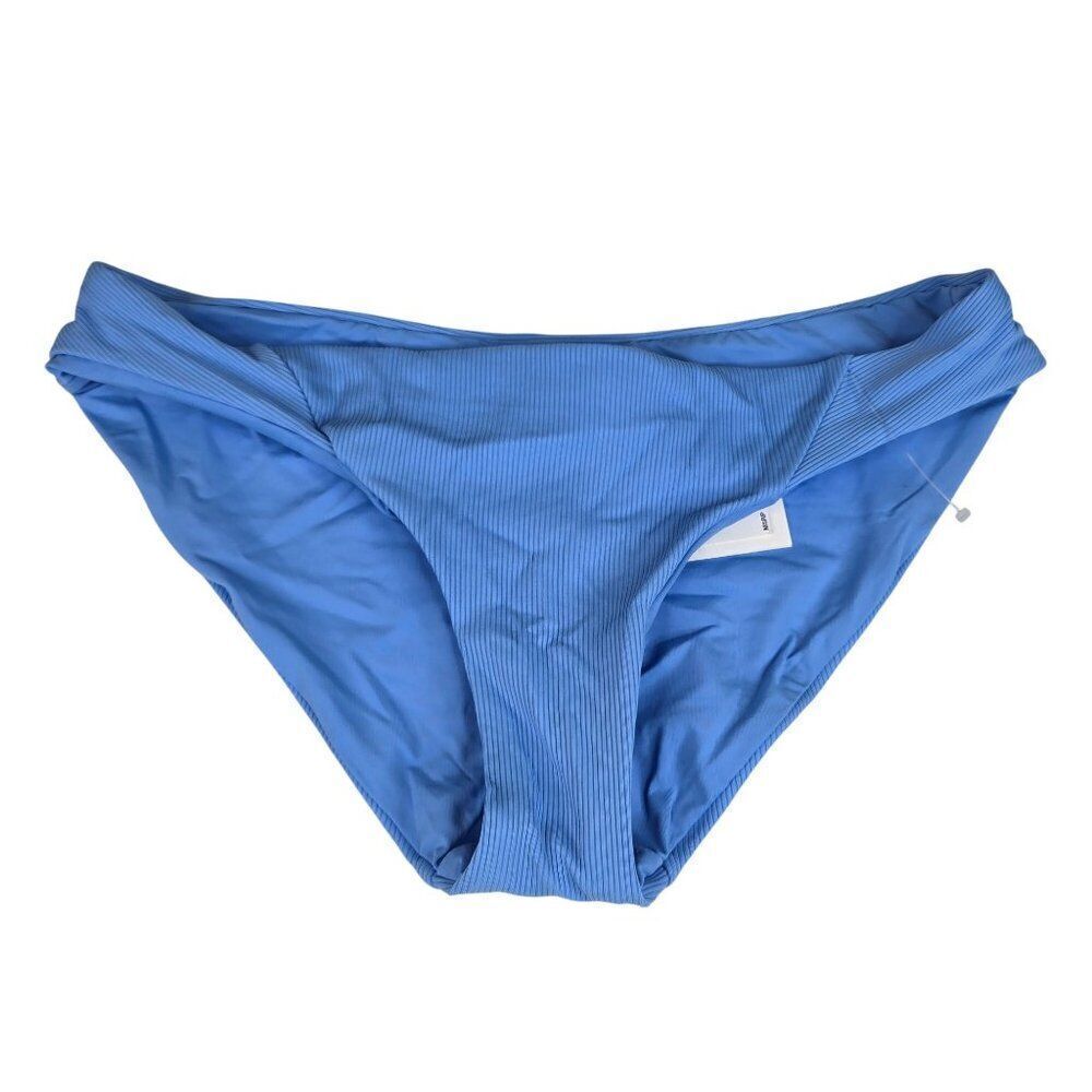 Becca Swim Bikini Bottoms Womens Size Small Ribbed Blue Stretch Nylon